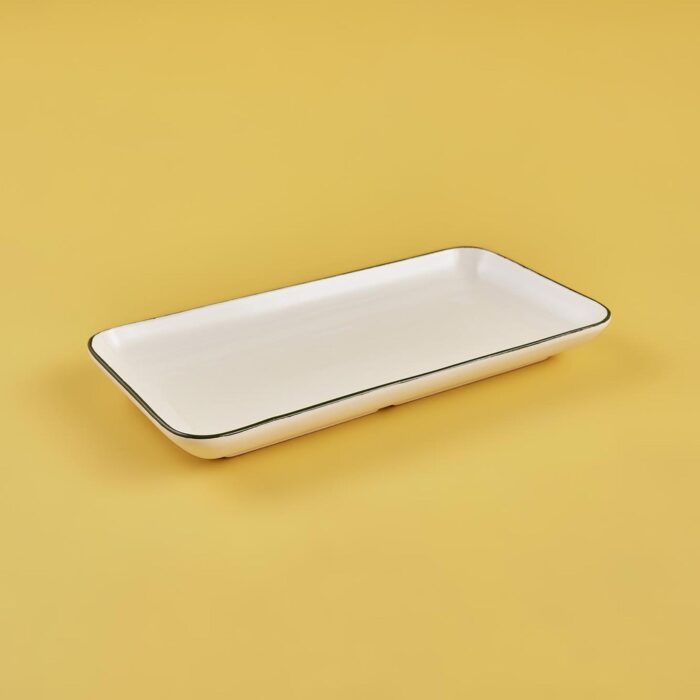 Platou Allure alb cu margine verde 15.5 x 30 cm