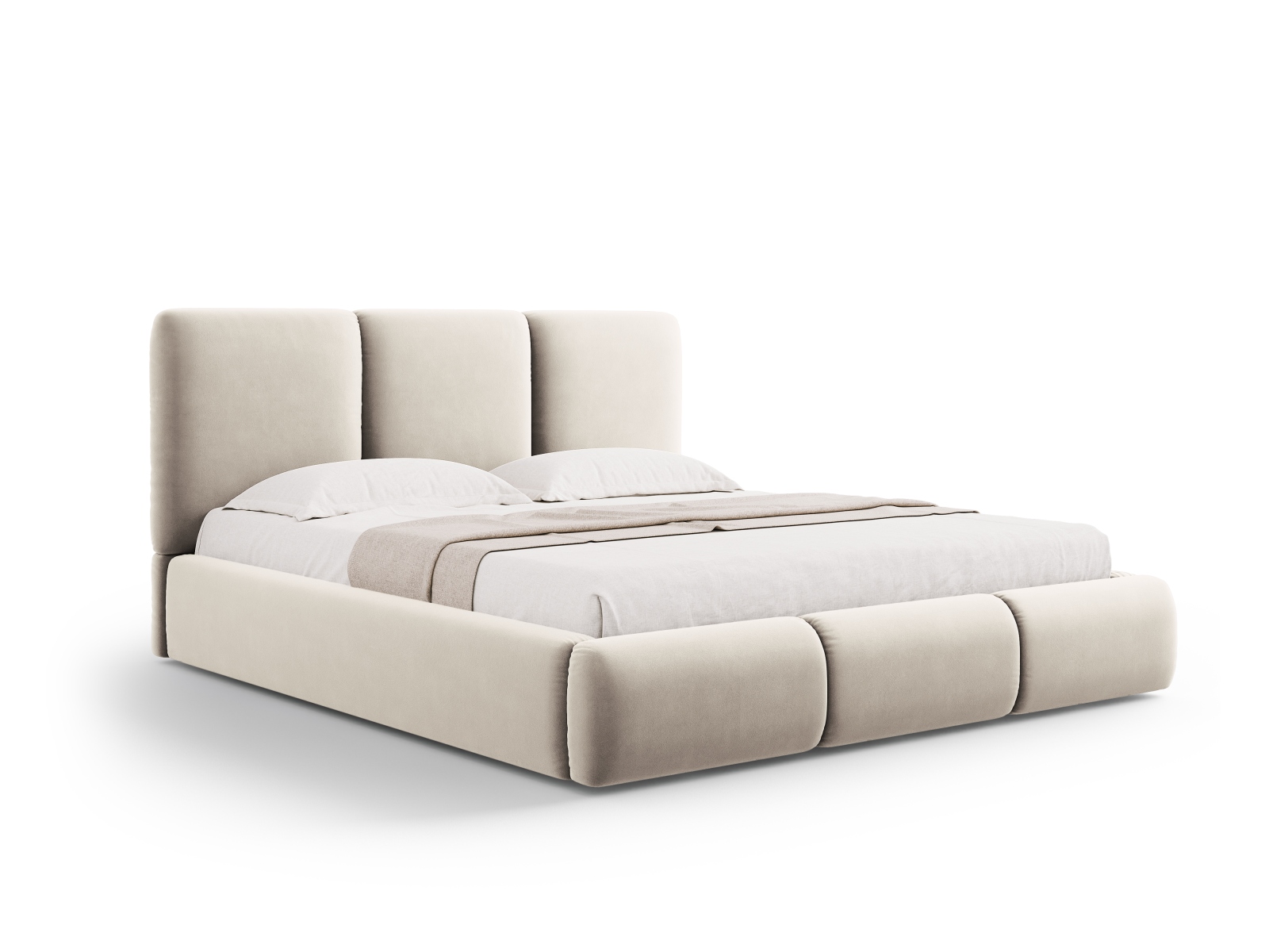 Pat cu spaţiu depozitare şi tăblie, catifea, "Nicolas" 220x180x100