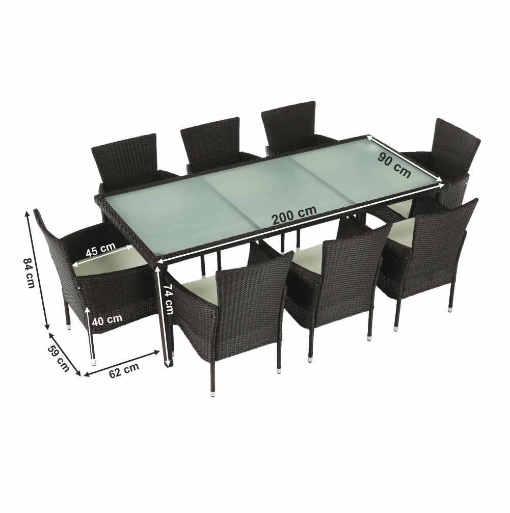 Set de grădină din 9 piese, maro/bej, MENIBOR - imagine 2