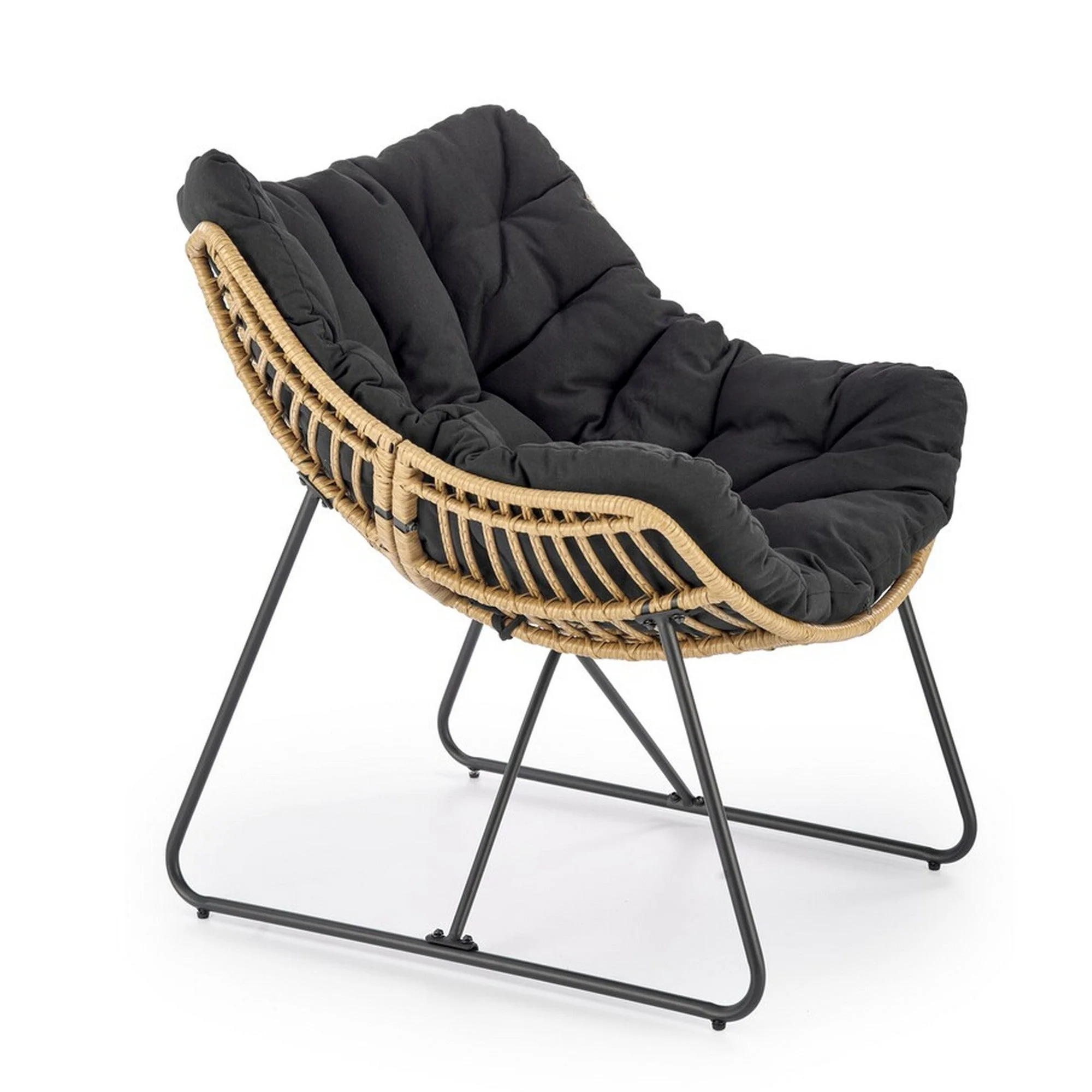Fotoliu WHISPER, natural/negru, ratan sintetic/metal, 81x90x90 cm - imagine 2