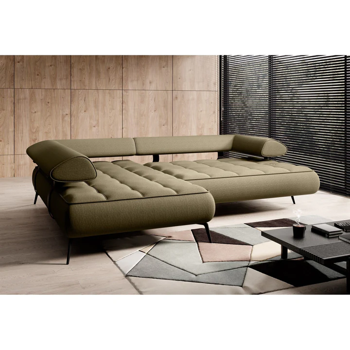 Coltar SELEDO L, sezlong stanga, stofa gri - Austin 18, 268x224x70/88 cm, reglaj electric