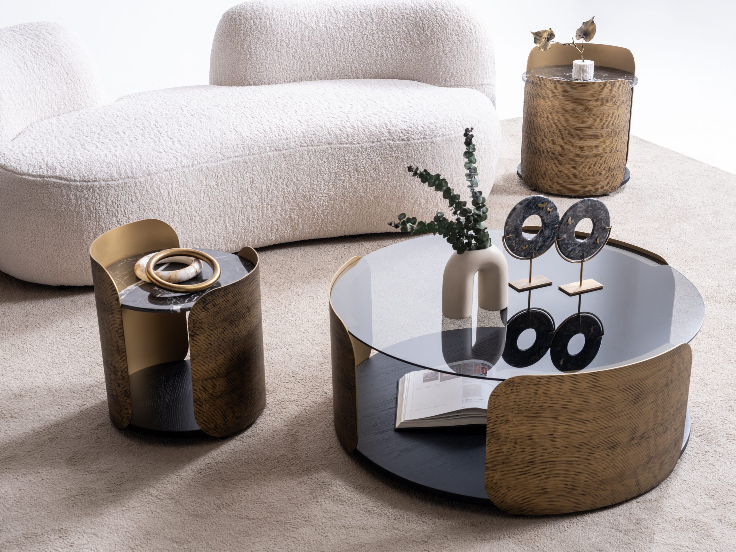 Set Măsuțe Tera lemn si blat marmura naturala