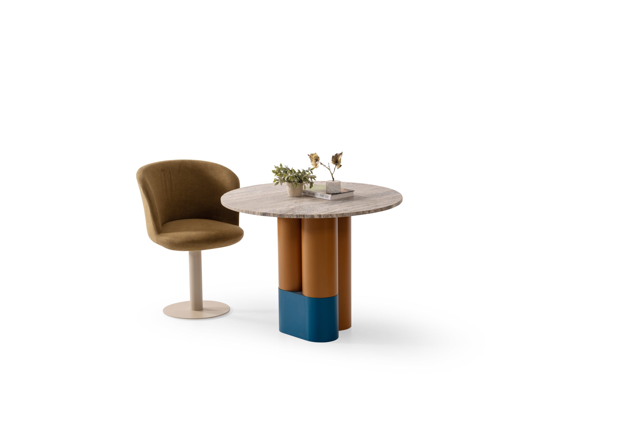 Masă Rotundă cu blat marmura si scaun Freya