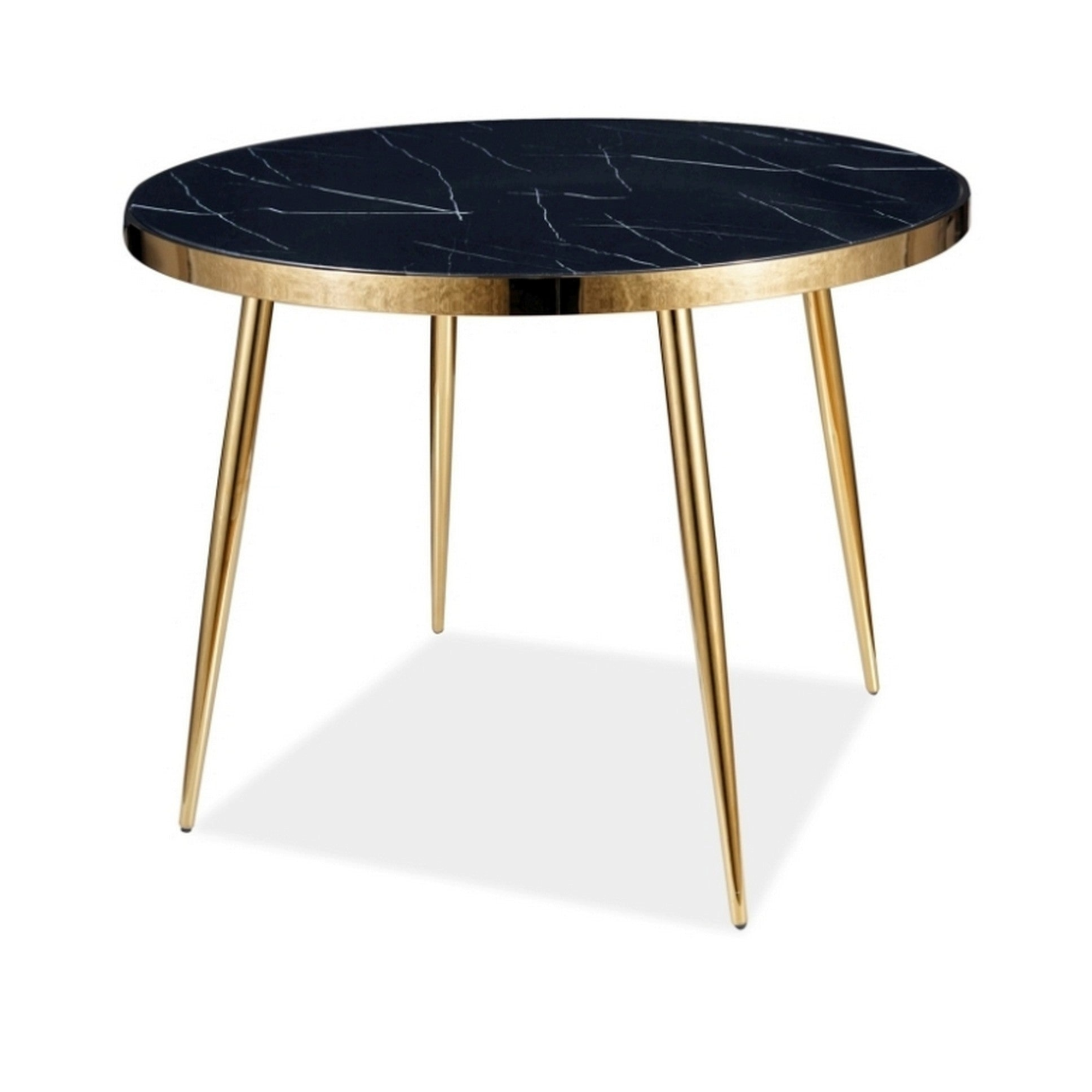 Masa CALVIN, efect de marmura neagra/auriu, 100 cm