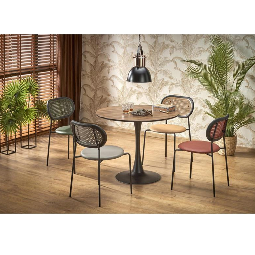 Masa rotunda OLMO, nuc/negru furniruit, 90x73 cm