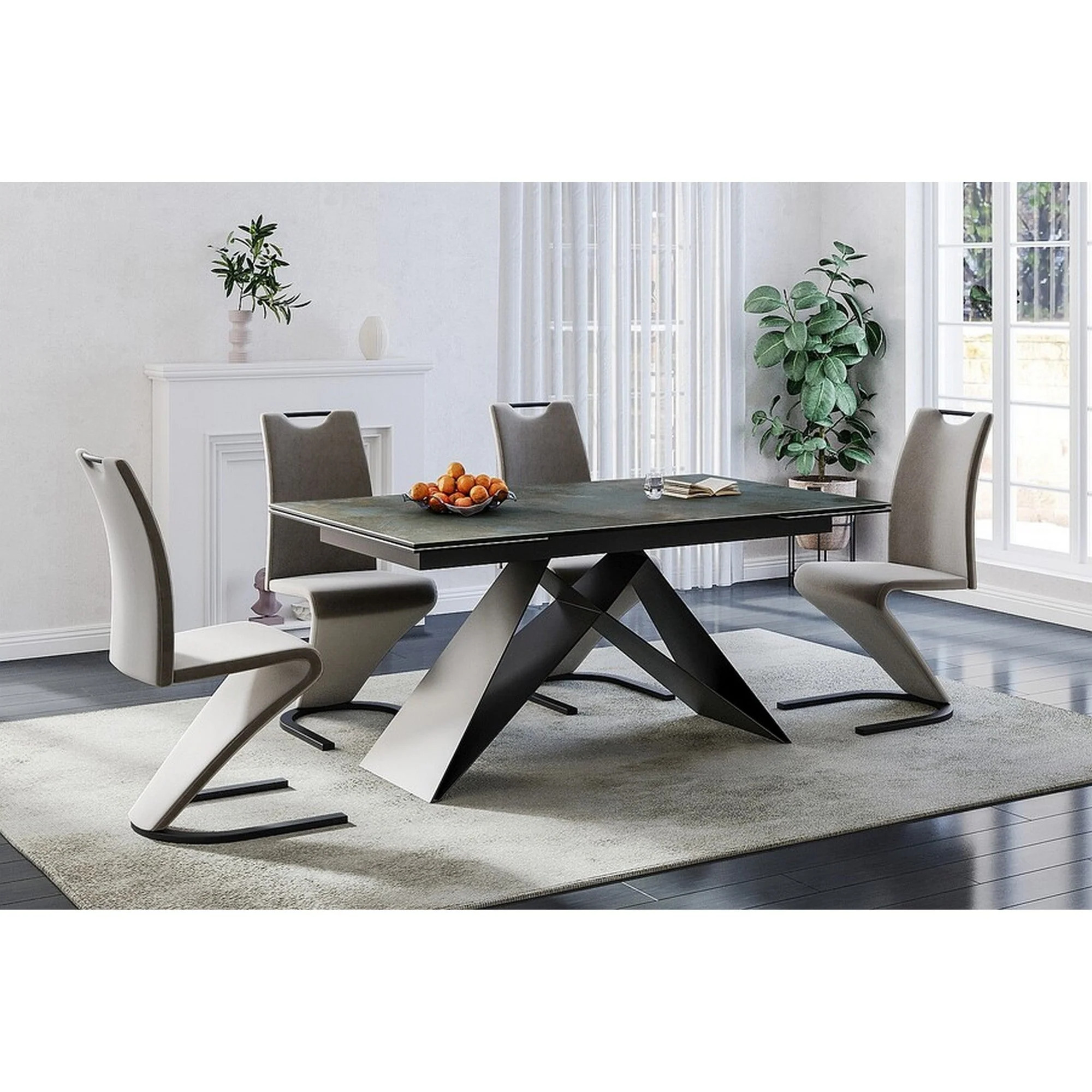 Masa extensibila WESTIN CERAMIC, sticla securizata/ceramica, turcoaz/negru mat, 160-240x90x77 cm - imagine 5