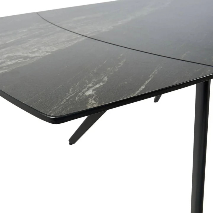 Masa extensibila VIGO, negru cu efect de marmura, ceramica/metal, 120/180x80x77 cm - imagine 3